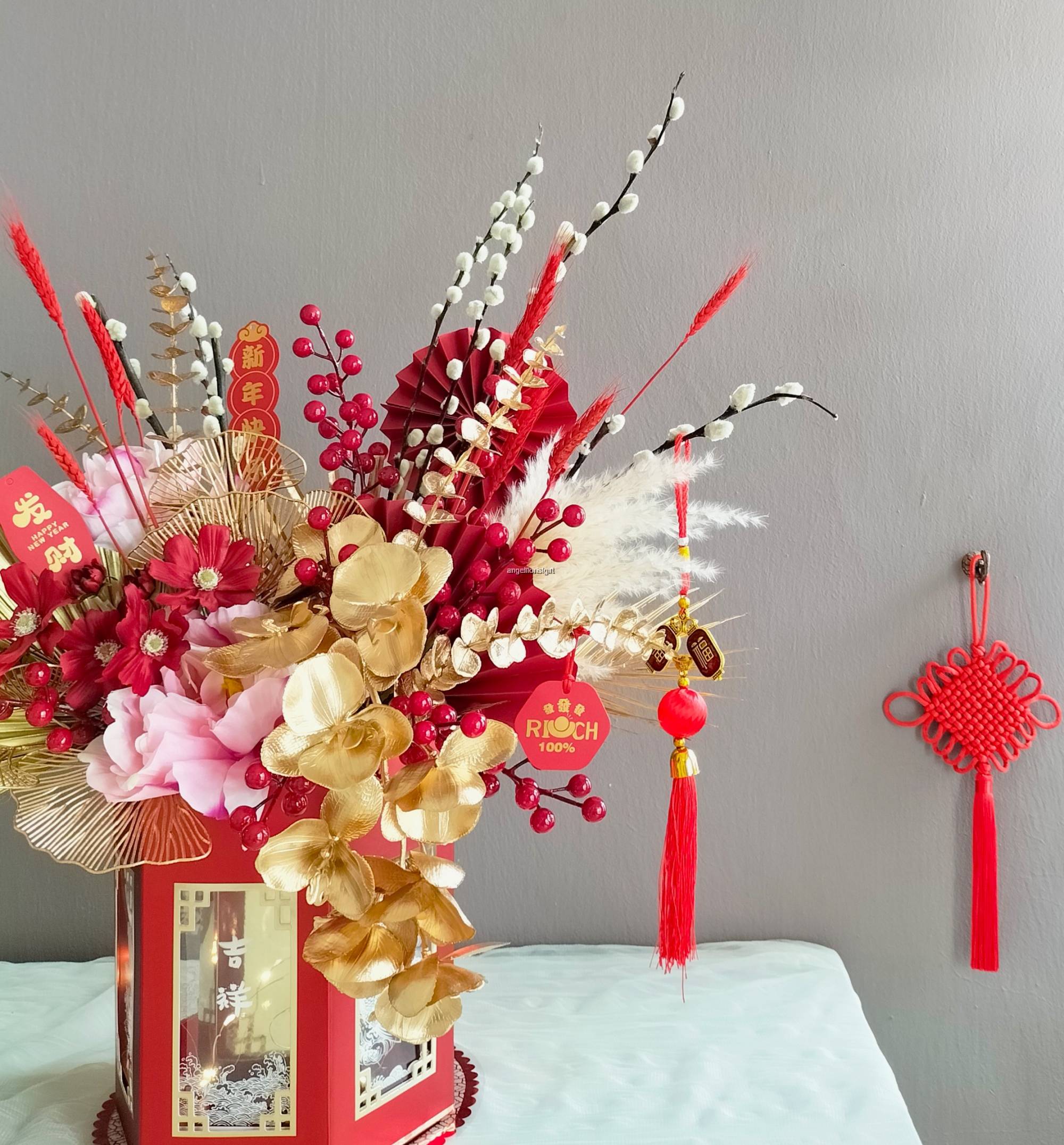 Richness and Wealth LED Lights Chinese New Year Silk Flowers 花开富贵走马灯年宵丝花